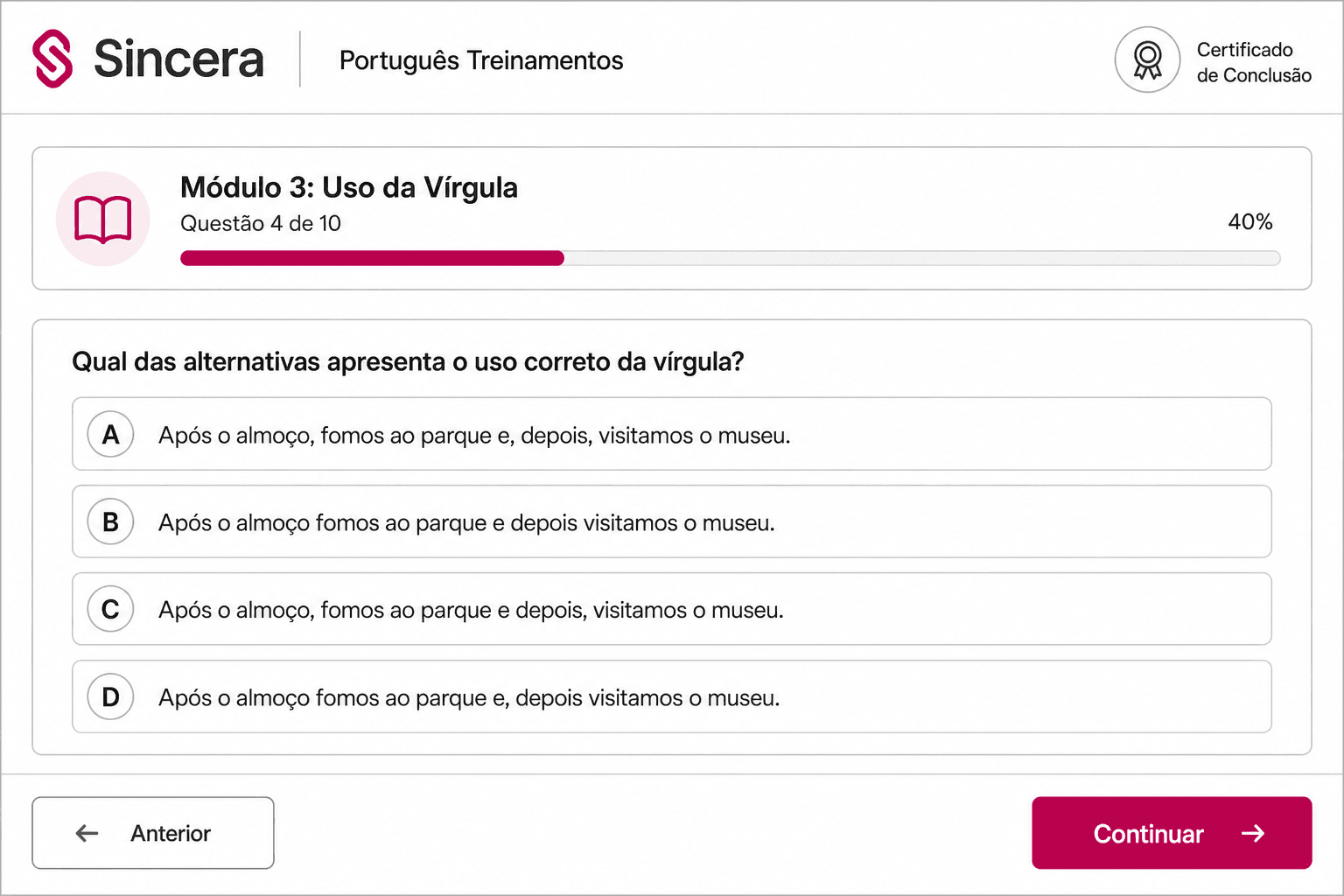 Treinamentos de SST no portal do colaborador Sincera